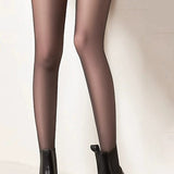 Detachable fleece-lined black silk stockings. - liwisi