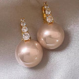 Light luxury copper micro inlaid zircon pearl earrings - liwisi