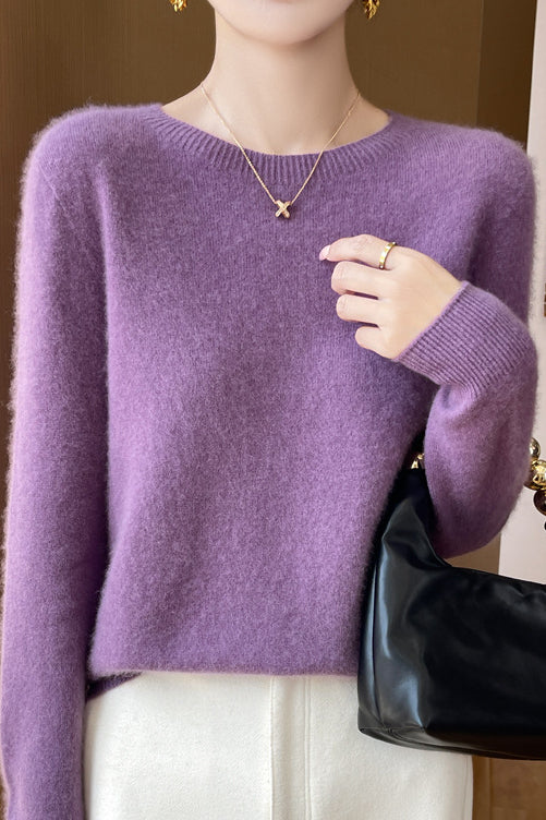 Solid-color round-neck base layer shirt - liwisi