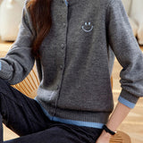 Casual Versatile Color-Block Knitted Cardigan