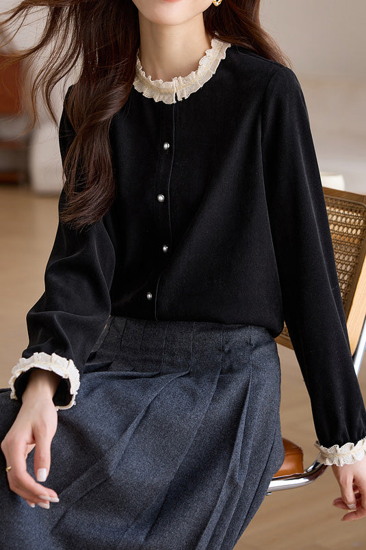 French Lace Patchwork Shirt - liwisi