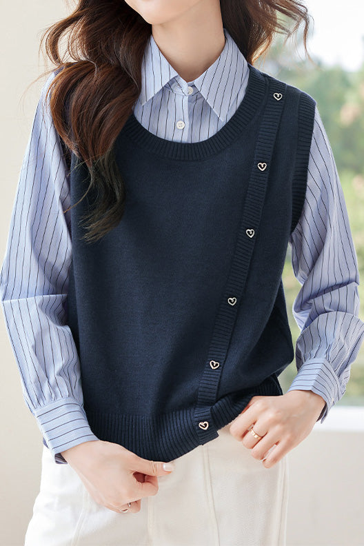 Early Autumn Fashionable Vest Spliced Shirt - liwisi