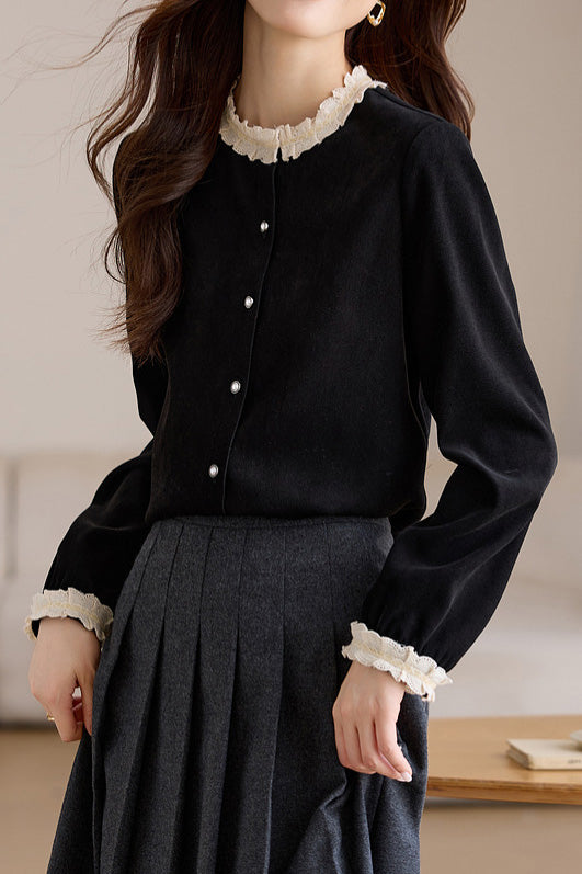 French Lace Patchwork Shirt - liwisi