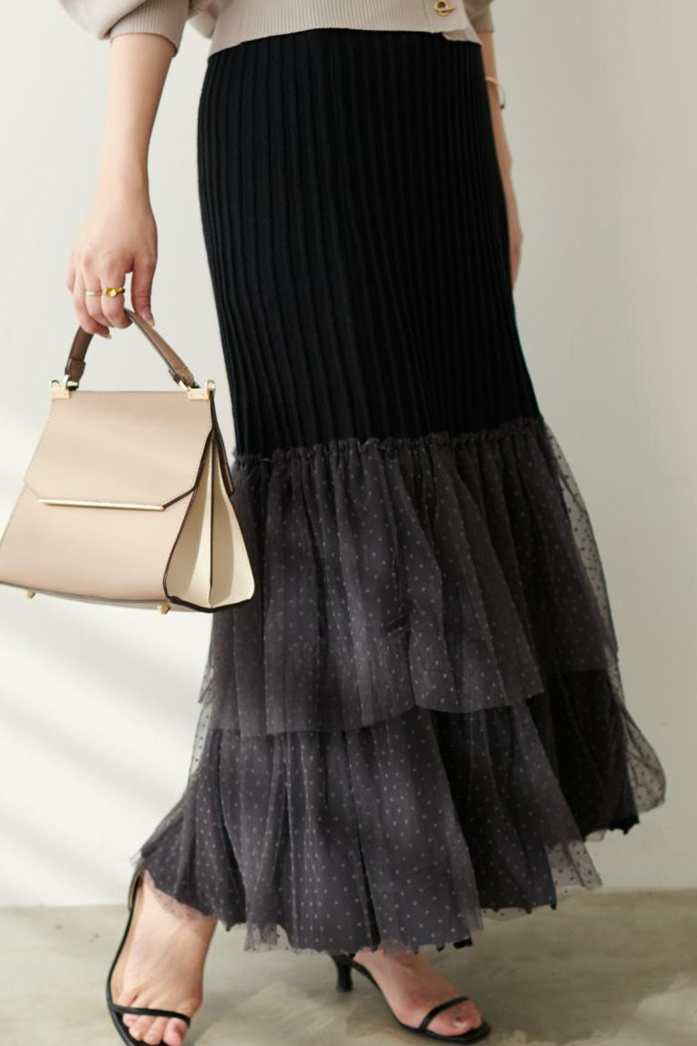 Fashionable Versatile Knit Paneled Skirt - liwisi