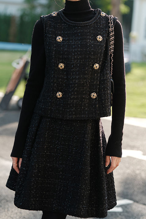 Elegant Waistcoat and High-Waisted Skirt Set - liwisi