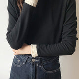 Fleece-lined knitted shirt with lace trim. - liwisi