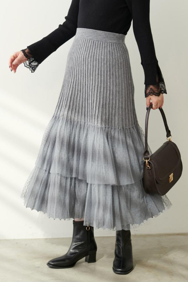 Fashionable Versatile Knit Paneled Skirt - liwisi