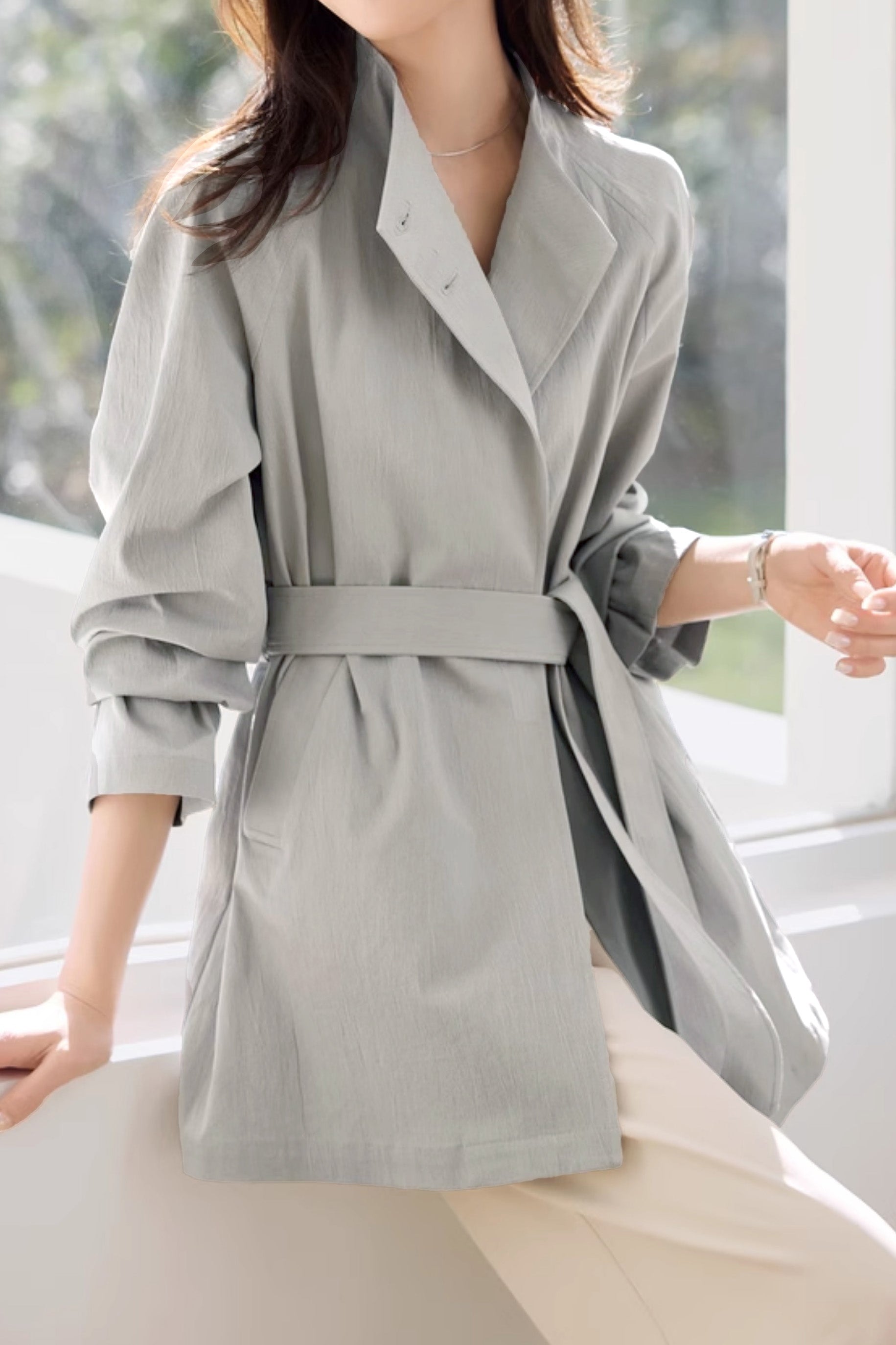 Casual Commuting Simple Loose Long-Sleeve Trench Coat - liwisi