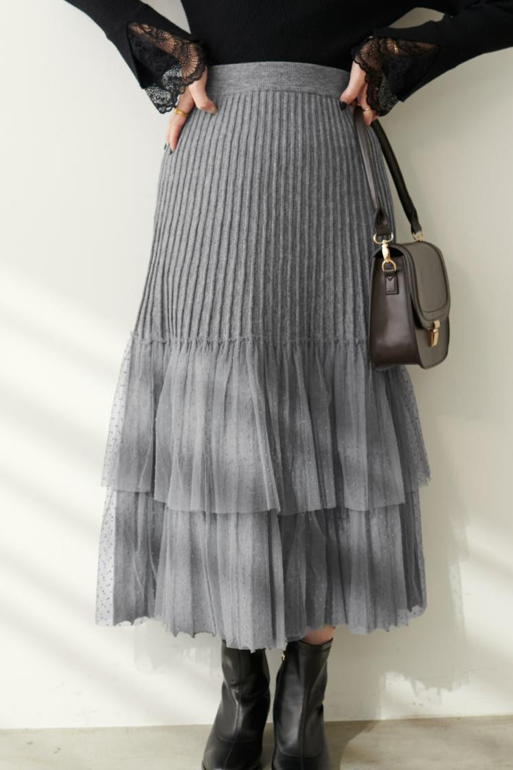 Fashionable Versatile Knit Paneled Skirt - liwisi