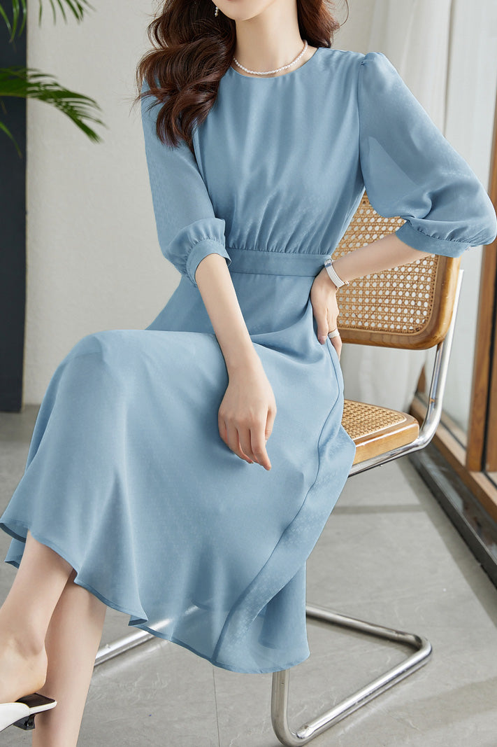 French-Style Three-Quarter Sleeve Elegant Dress - liwisi