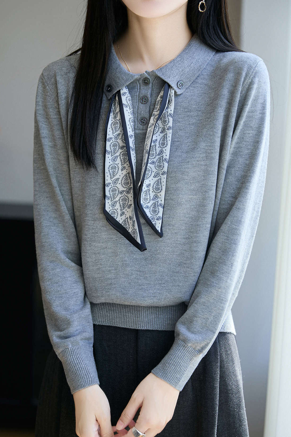French Fashion Knit Top with Tie - liwisi