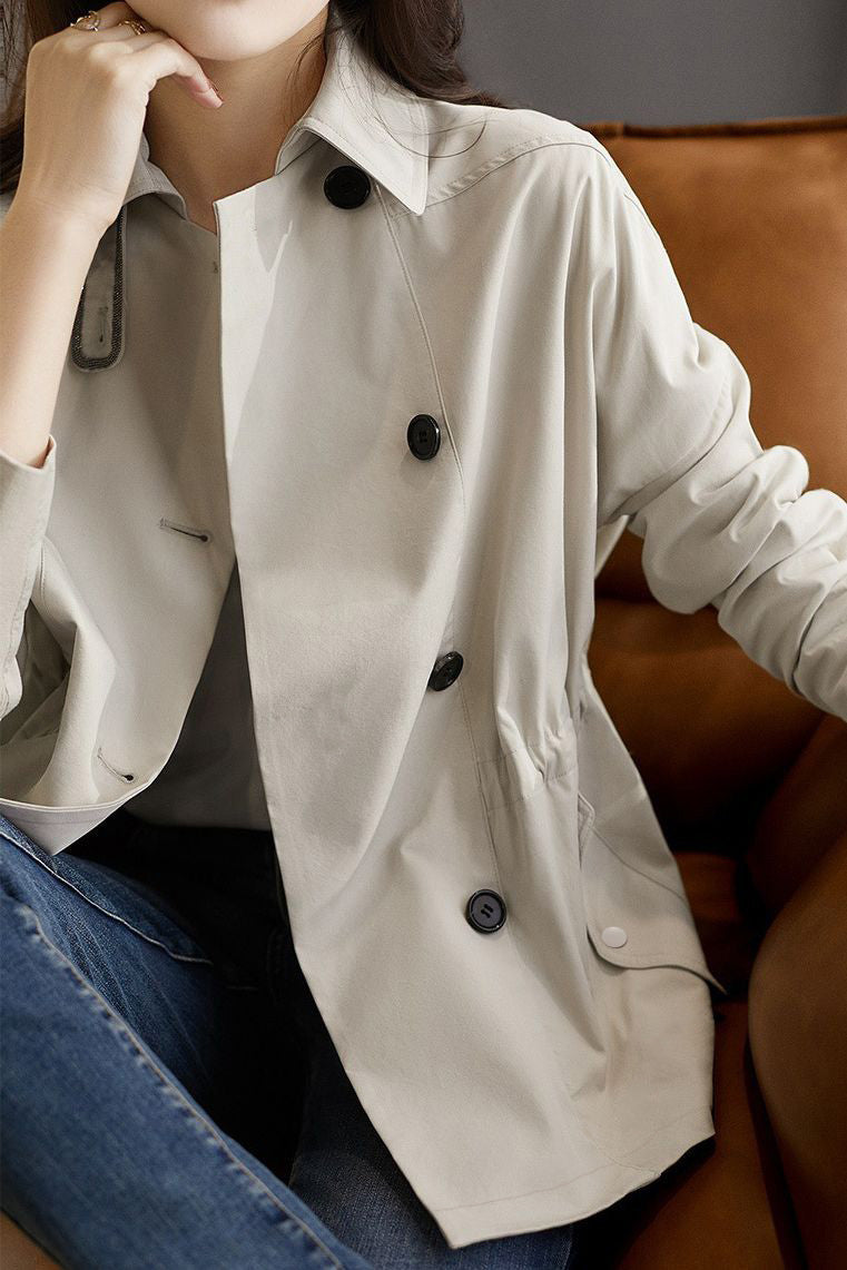 Simple lapel trench coat - liwisi