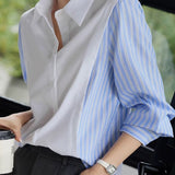 Layered Look Striped Sleeve Casual Shirt - liwisi
