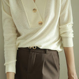 Casual Skipper Collar Button Decor Knit - 2 Colors Available - liwisi