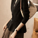 Right Front Opening Left Overlap Single Button Convertible V-Neck Cardigan - liwisi