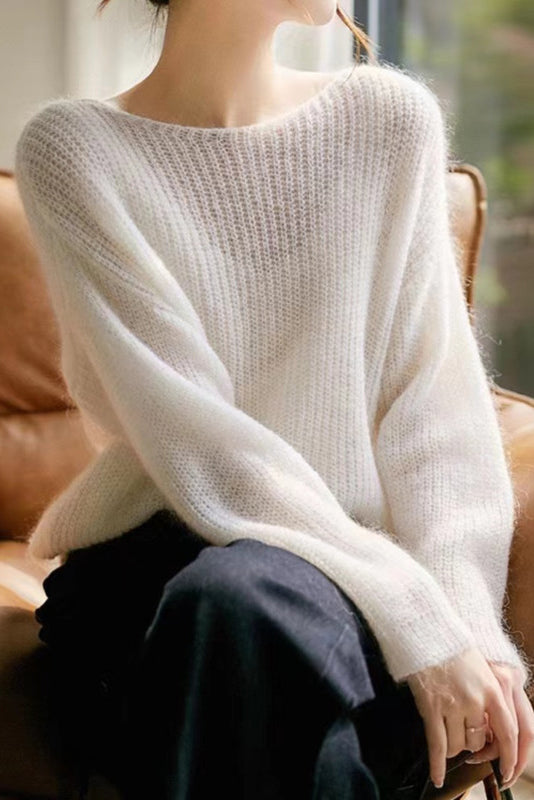 Round Neck Lace Knit Top - 5 Colors Available - liwisi
