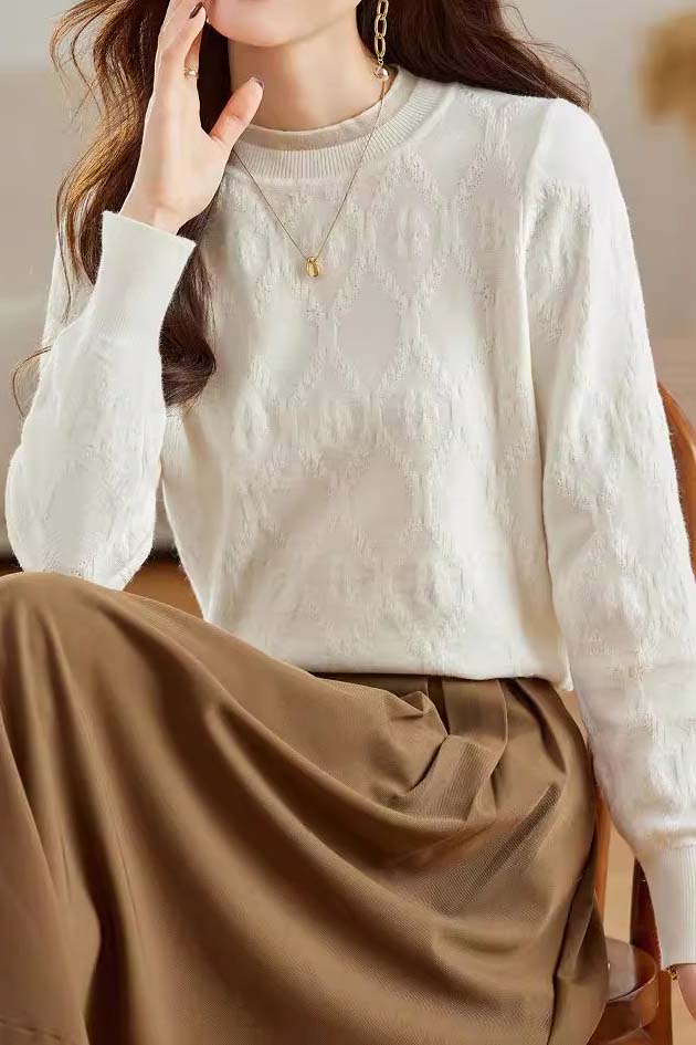 Bottle Neck Ruffled Decor Rib Hem Knit - liwisi