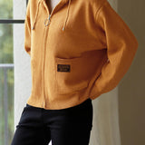 Casual Solid-Color Tied Hooded Knitted Cardigan