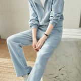 Two-Piece Set: Hooded Embroidered Jacket + Easy Waist Pants - liwisi