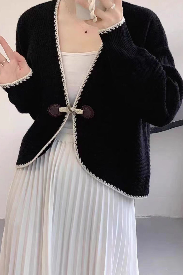 V-Neck Toggle Button Knit Cardigan - 2 Colors Available - liwisi