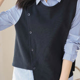 Mixed Material Striped Contrast Blouse - liwisi