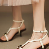 Elegant Square-Toe Open-Toe Stiletto Sandals with One-Strap Design - liwisi
