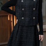 Elegant Waistcoat and High-Waisted Skirt Set - liwisi