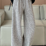 Lazy Relaxed Diagonal Striped Fleece-Lined Wide-Leg Pants - liwisi