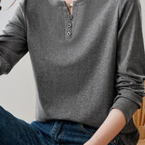 Casual Versatile Regular-Shoulder Long-Sleeve T-Shirt