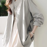 Casual Commuting Simple Loose Long-Sleeve Trench Coat - liwisi