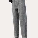 Retro Office Houndstooth Woolen Pants