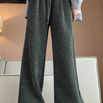 Lazy Relaxed Diagonal Striped Fleece-Lined Wide-Leg Pants - liwisi