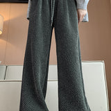 Lazy Relaxed Diagonal Striped Fleece-Lined Wide-Leg Pants - liwisi