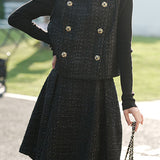 Elegant Waistcoat and High-Waisted Skirt Set - liwisi