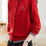 Casual Versatile Color-Block Knitted Cardigan