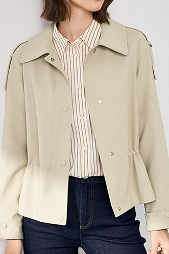 Short Trench Coat with Drawstring Waist - liwisi