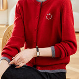 Casual Versatile Color-Block Knitted Cardigan