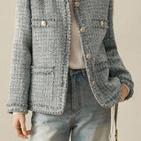 Elegant-Inspired No-Collar Jacket with Lining - liwisi