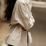 Simple lapel trench coat - liwisi