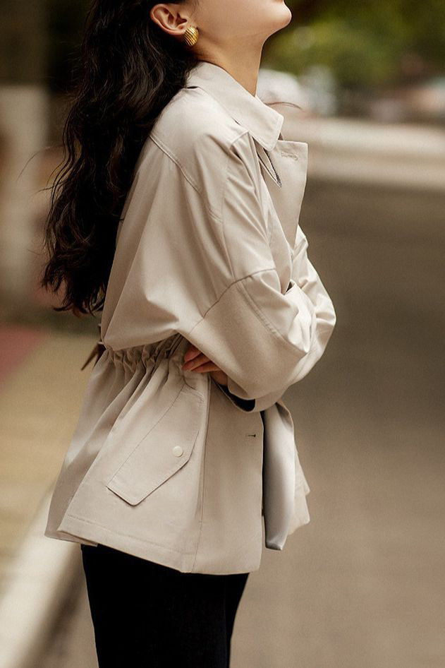 Simple lapel trench coat - liwisi