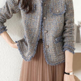 Elegant-Inspired Round Neck Fringe Decor Jacket with Lining - liwisi