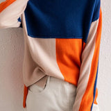 Round Neck Bi-Color Slit Knit - liwisi