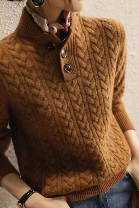 Casual Minimalist Jacquard Knit Sweater - liwisi