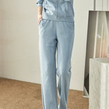 Two-Piece Set: Hooded Embroidered Jacket + Easy Waist Pants - liwisi