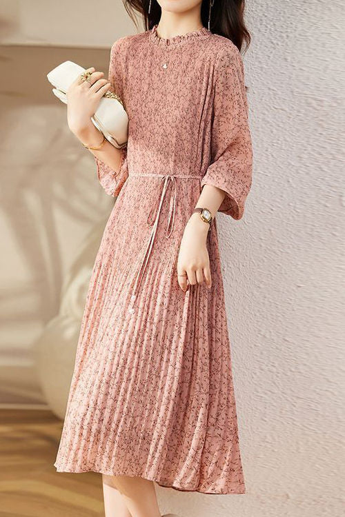 Early Autumn Floral Long-Sleeve Elegant Dress - liwisi