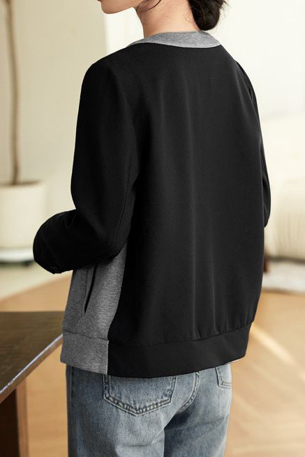 Loose Fit Color Block Spliced Cardigan - liwisi