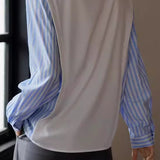 Layered Look Striped Sleeve Casual Shirt - liwisi
