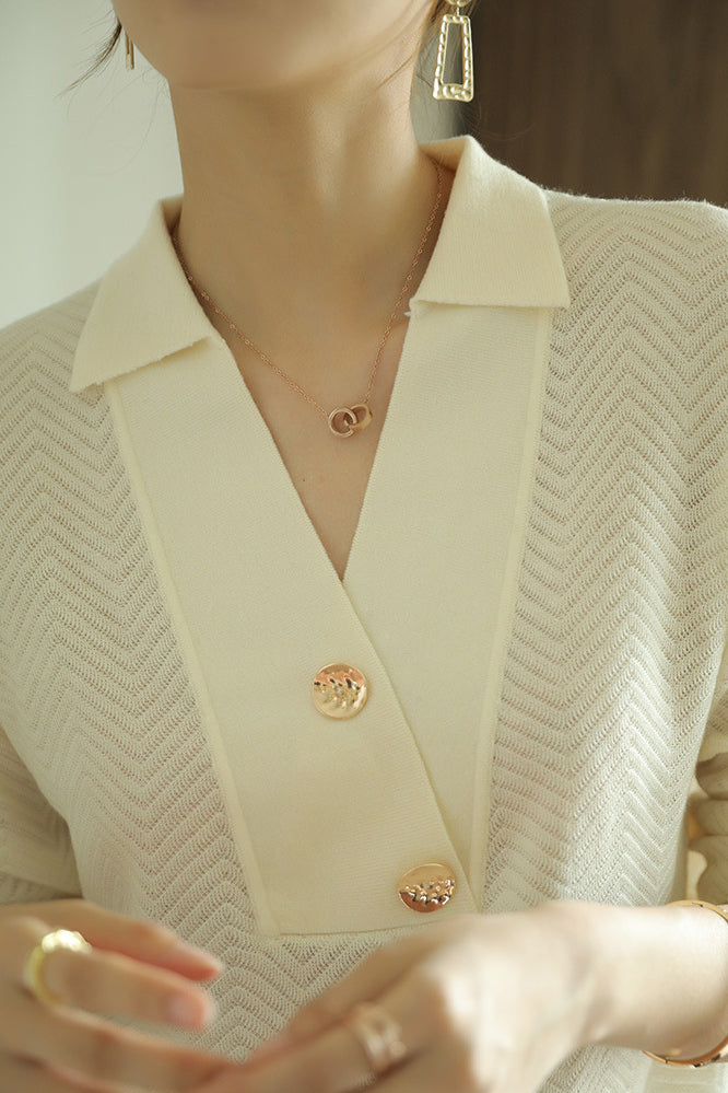 Casual Skipper Collar Button Decor Knit - 2 Colors Available - liwisi