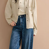 Stand Collar Short Jacket with Lining - 2 Colors Available - liwisi