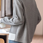 Layered Look Mixed Material Round Neck Sweatshirt - liwisi